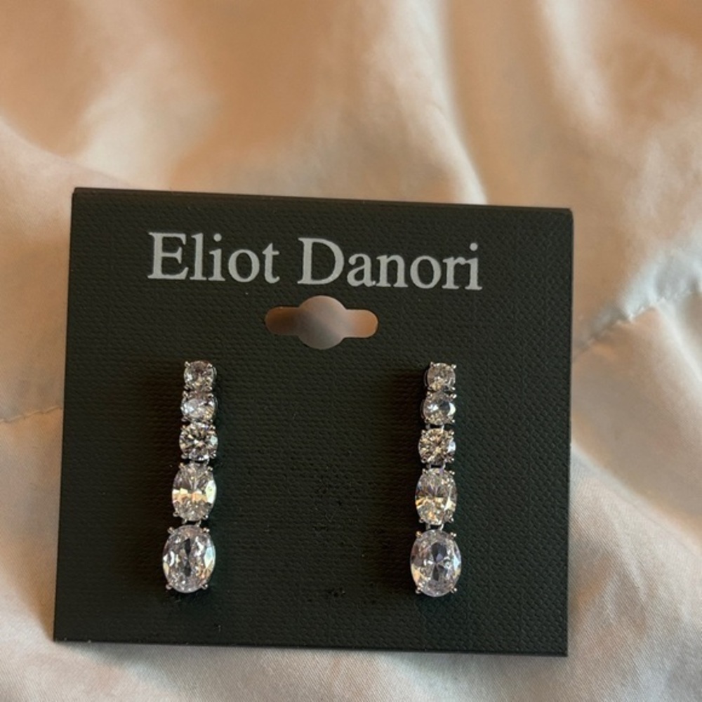 Eliot Danori Silver and White Crystal Earrings